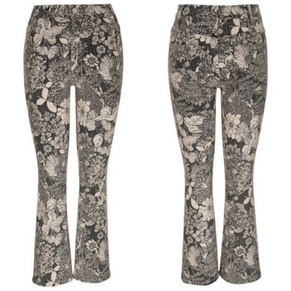 MOTHER Black and Cream Floral Ankle Jeans - Picture 2 of 7